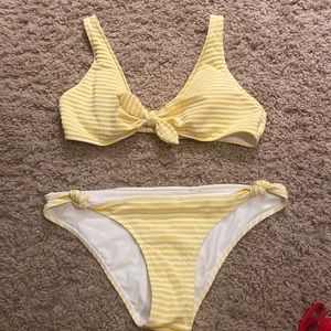 Abercrombie & Fitch yellow and white striped bikini size medium
